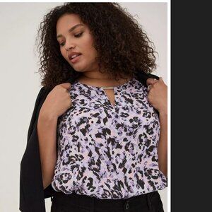Torrid Purple/pink leopard Rayon Crepe Metal Keyhole Tank Size 4 4x